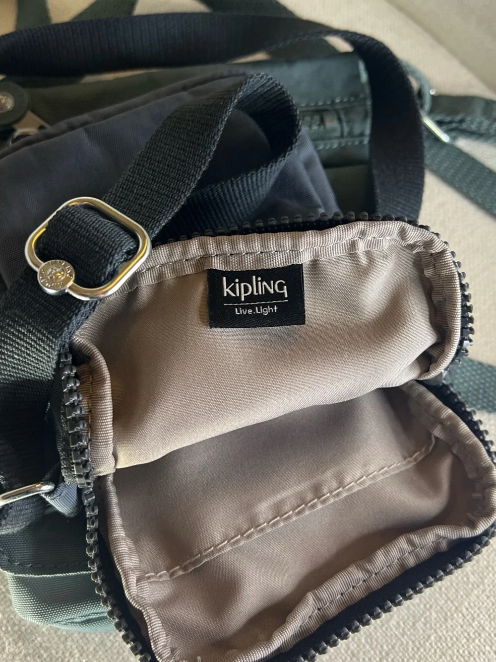 Kipling Dual Mini Crossbody Bags in blue and Green